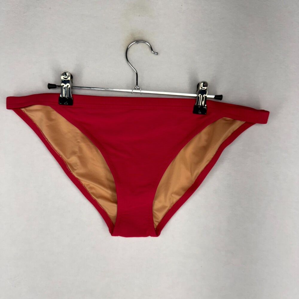 J.Crew Ribbed Bikini Bottoms Bright Pink Ladies Size L NEW BH485 WHI - Picture 1 of 9